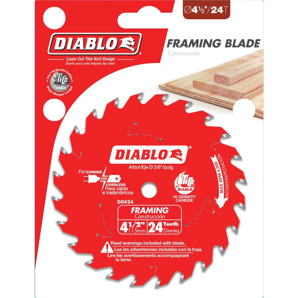 Diablo 4-1-2 In. 24-Tooth Framing Circular Saw Blade D0424X 321024