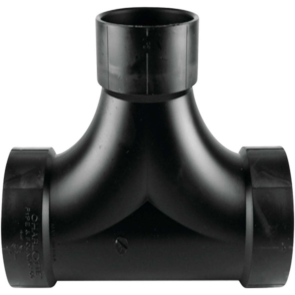 Charlotte Pipe 4 In. Hub x Hub x Hub Two-Way ABS Cleanout Tee ABS 00448  0800HA