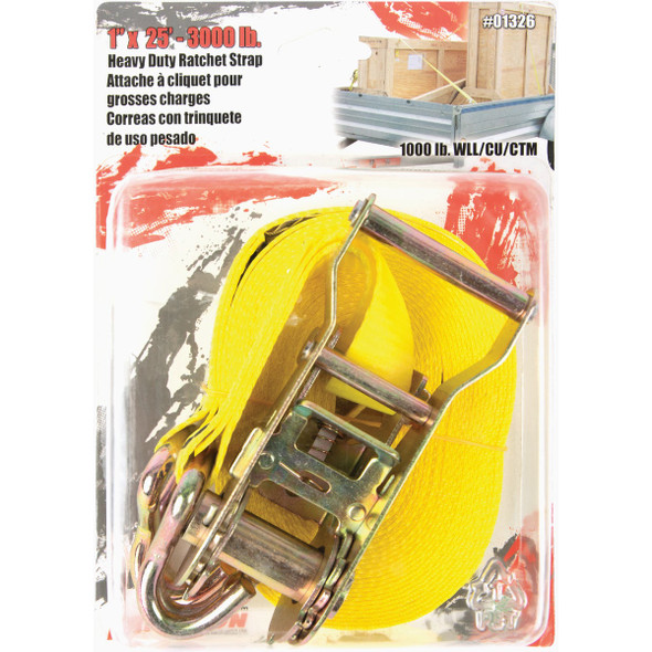 Erickson 1 In. x 25 Ft. 1000 Lb. Heavy-Duty Ratchet Strap