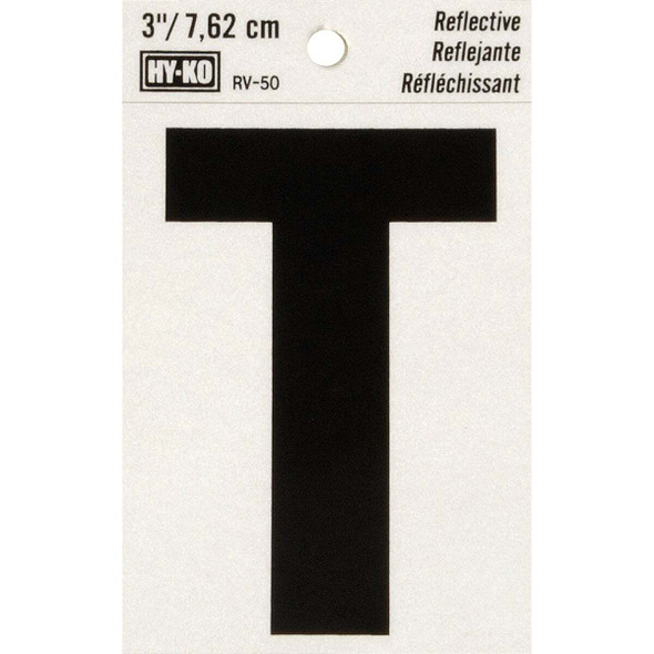 Hy-Ko Vinyl 3 In. Reflective Adhesive Letter, T RV-50T Pack of 10