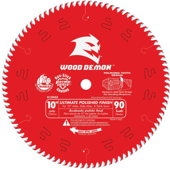 Diablo 10 In. 90-Tooth Ultimate Polish Finish Circular Saw Blade D1090X