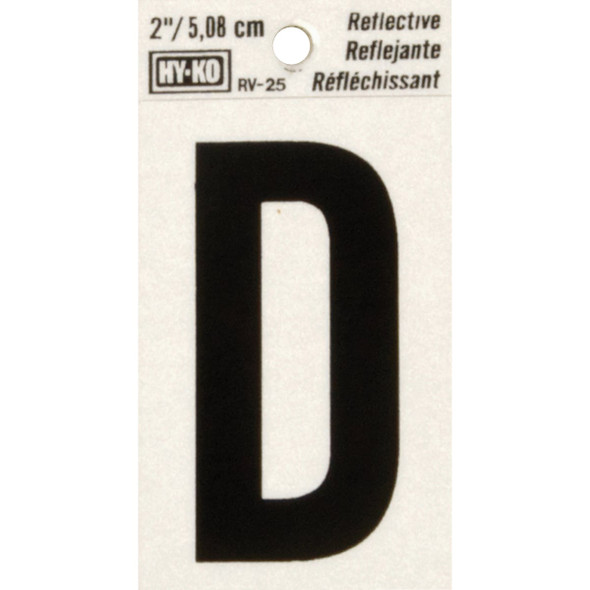 Hy-Ko Vinyl 2 In. Reflective Adhesive Letter, D RV-25/D Pack of 10