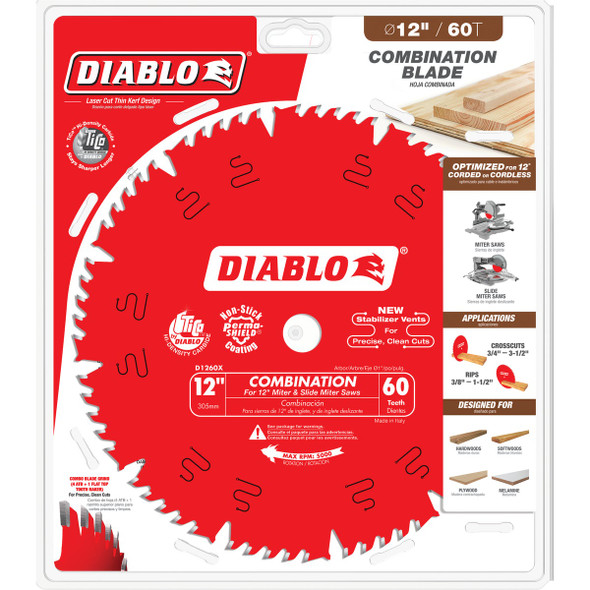 Diablo 12 In. 60-Tooth Combination Circular Saw Blade D1260X 301309