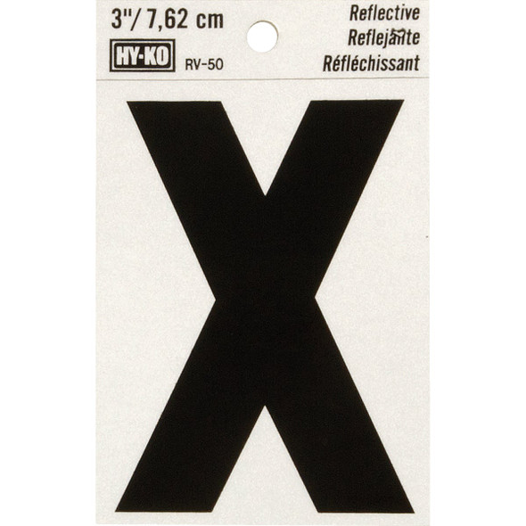 Hy-Ko Vinyl 3 In. Reflective Adhesive Letter, X RV-50X Pack of 10