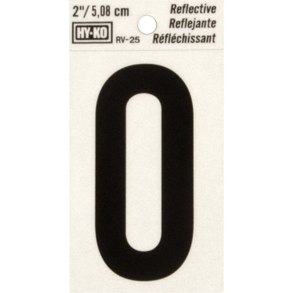 Hy-Ko Vinyl 2 In. Reflective Adhesive Number Zero RV-25/0 Pack of 10