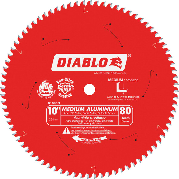 Diablo 10 In. 80-Tooth Aluminum Circular Saw Blade D1080N