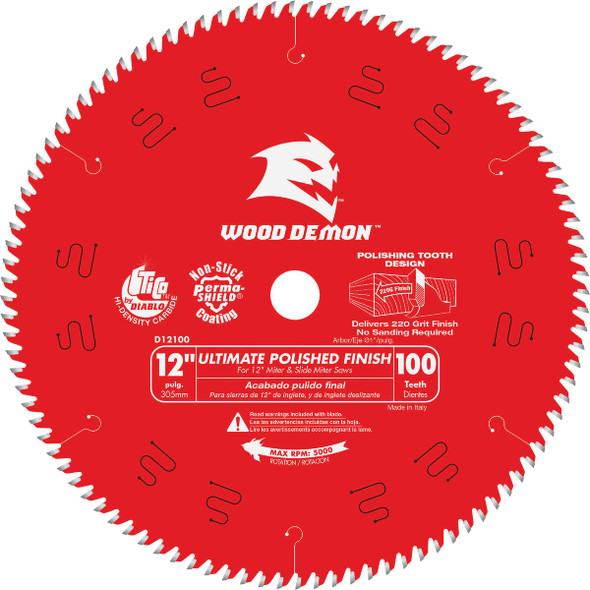 Diablo 12 In. 100-Tooth Ultimate Polish Finish Circular Saw Blade D12100X