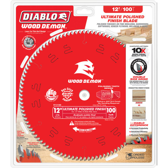 Diablo 12 In. 100-Tooth Ultimate Polish Finish Circular Saw Blade D12100X 301311