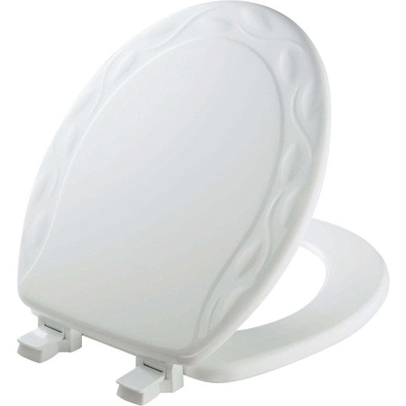 Bemis Mayfair Round Closed Front Designer Sculptured Ivy White Wood Toilet Seat