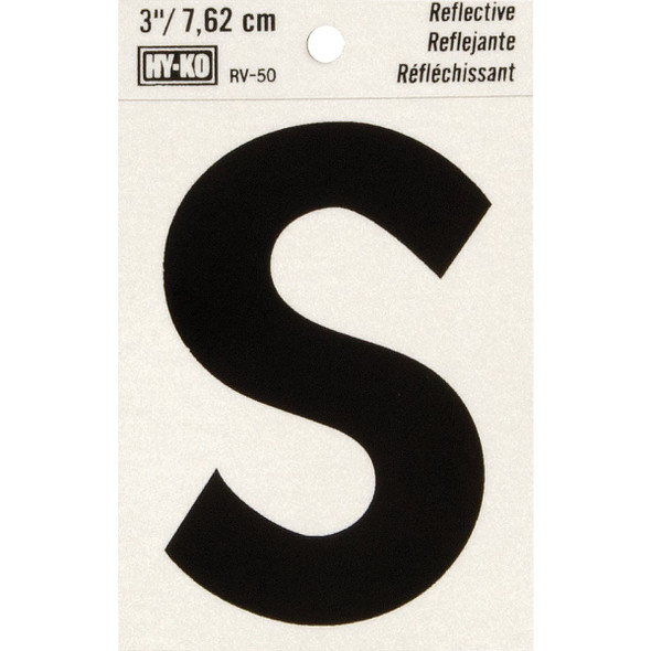 Hy-Ko Vinyl 3 In. Reflective Adhesive Letter, S RV-50S Pack of 10