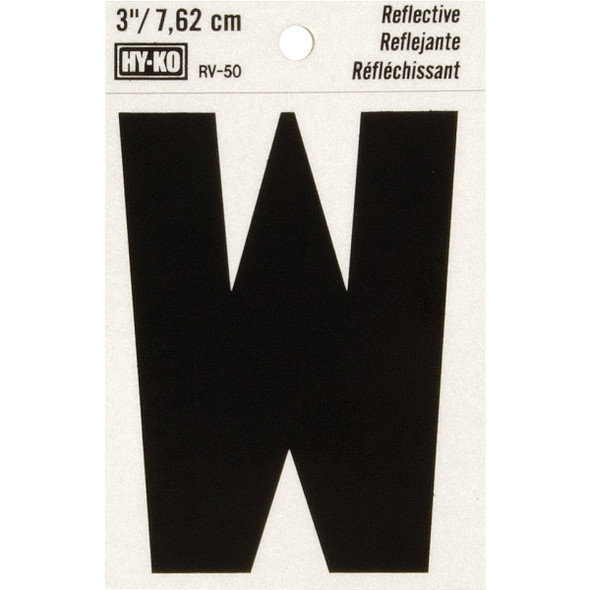 Hy-Ko Vinyl 3 In. Reflective Adhesive Letter, W RV-50W Pack of 10