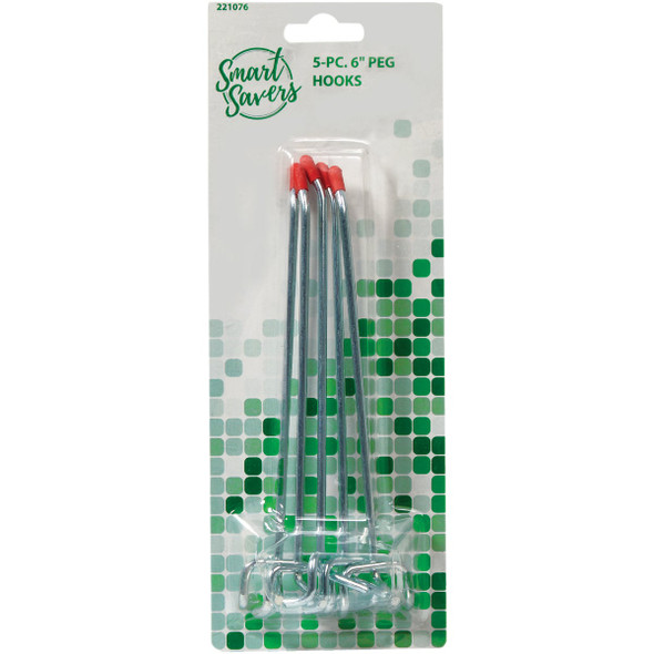 Smart Savers 6 In. Angled Pegboard Hook (5-Count) 820435 Pack of 12