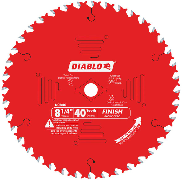 Diablo 8-1/4 In. 40-Tooth Finish Circular Saw Blade D0840X