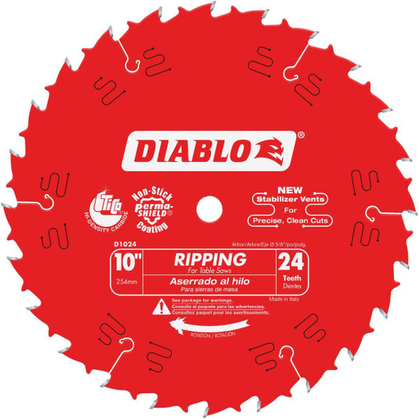 Diablo 10 In. 24-Tooth Ripping Circular Saw Blade D1024X