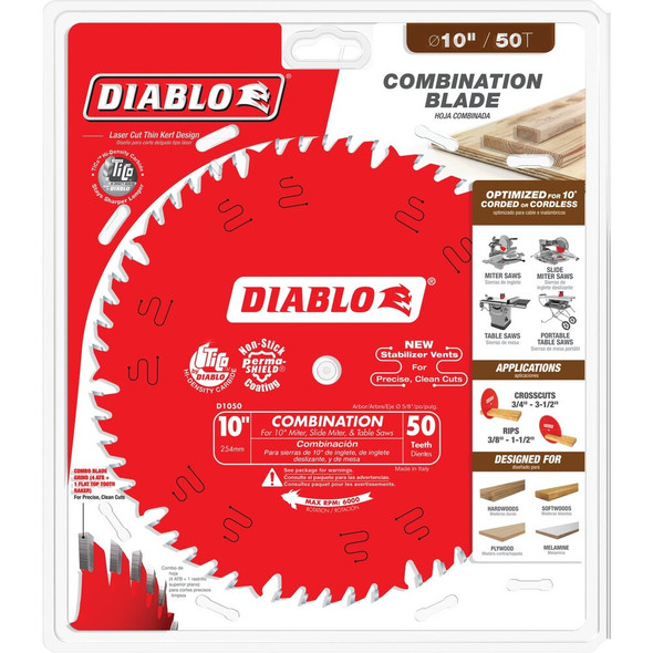 Diablo 10 In. 50-Tooth Combination Circular Saw Blade D1050X 320753