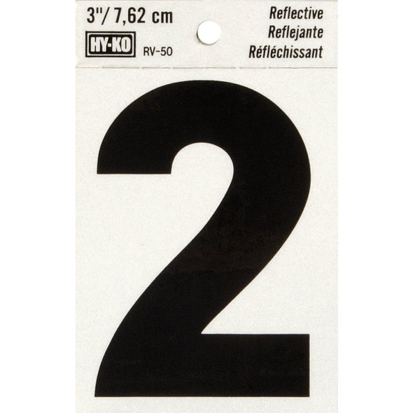 Hy-Ko Vinyl 3 In. Reflective Adhesive Number Two RV-50-2 Pack of 10 Hy-Ko Vinyl 3 In. Reflective Adhesive Number Two RV-50-2 Pack of 10