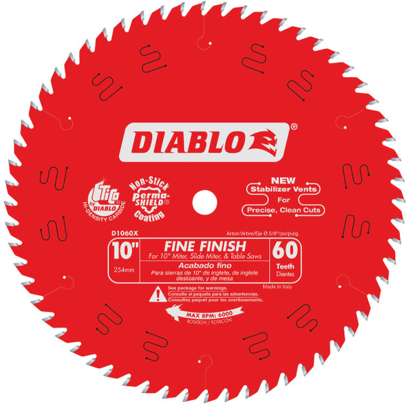 Diablo 10 In. 60-Tooth Fine Finish Circular Saw Blade D1060X