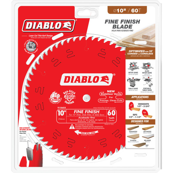 Diablo 10 In. 60-Tooth Fine Finish Circular Saw Blade