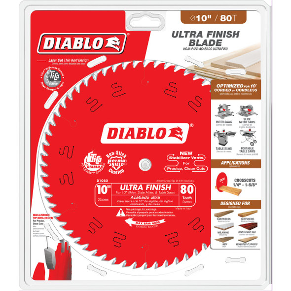 Diablo 10 In. 80-Tooth Ultra Finish Circular Saw Blade