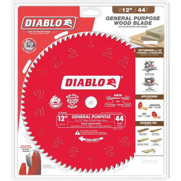 Diablo 12 In. 44-Tooth General Purpose Circular Saw Blade D1244X 320780