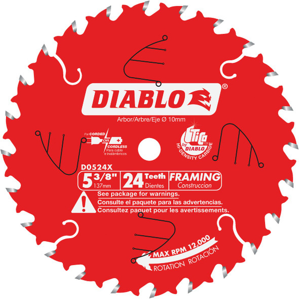 Diablo 5-3/8 In. 24-Tooth Framing Circular Saw Blade D0524X