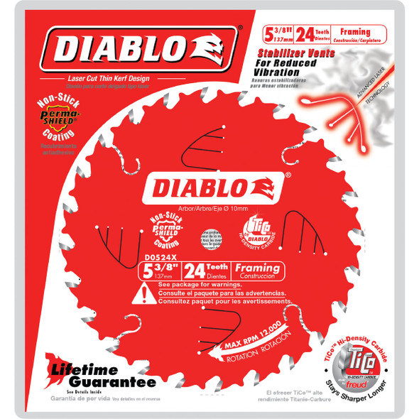 Diablo 5-3-8 In. 24-Tooth Framing Circular Saw Blade D0524X 320968