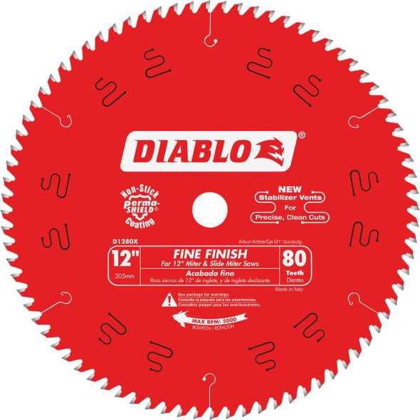 Diablo 12 In. 80-Tooth Fine Finish Circular Saw Blade D1280X