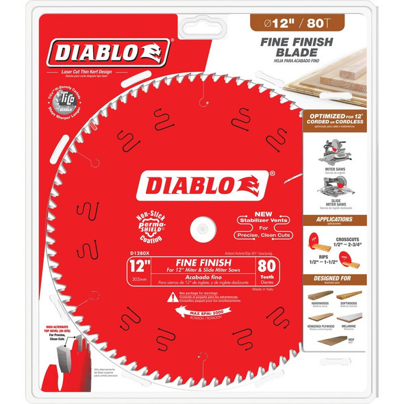 Diablo 12 In. 80-Tooth Fine Finish Circular Saw Blade D1280X 320824