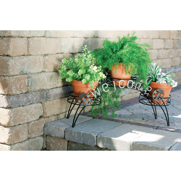Best Garden Black Epoxy-Coated Steel 11 In. H. Welcome Plant Stand JA819 706964