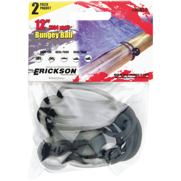 Erickson 12 In. Bungee Balls Bungee Cord, Black (2-Pack)