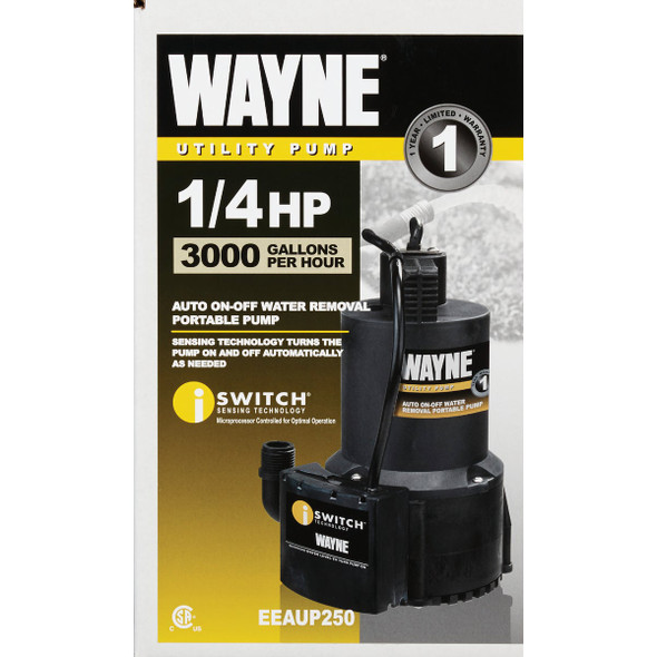 Wayne 1-4 HP Submersible Energy Efficient Automatic Sensor Utility Pump EEAUP250 405822