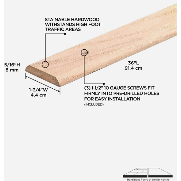 M-D Building Products 1-3/4 In. x 36 In. Unfinished Hardwood Seam Binder with Screws