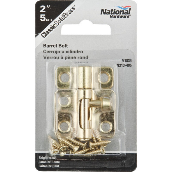 National Hardware 2 In. Solid Brass Door Barrel Bolt N213-405 206083