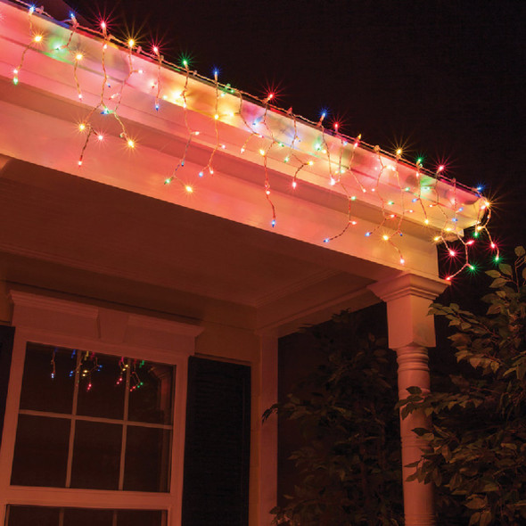 J Hofert Multi 100-Bulb Mini Incandescent Icicle Light Set with White Wire