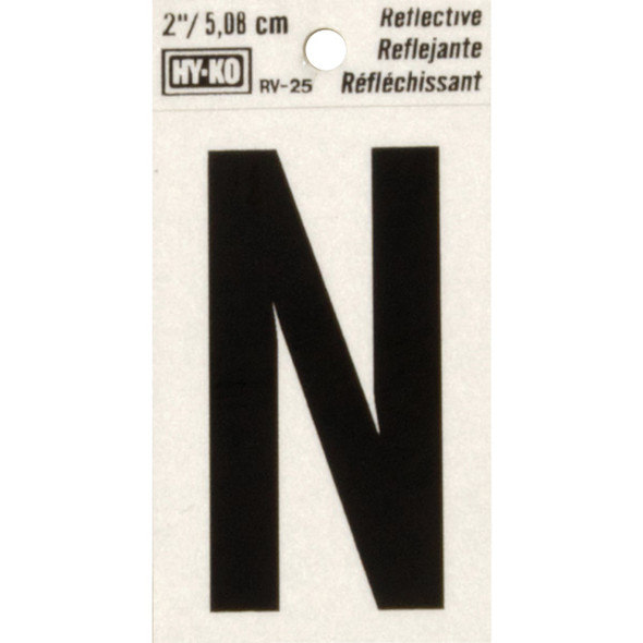 Hy-Ko Vinyl 2 In. Reflective Adhesive Letter, N RV-25/N Pack of 10