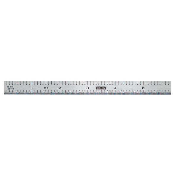 General Tools 6 In. Flexible Steel Industrial Precision Straight Edge Ruler 616