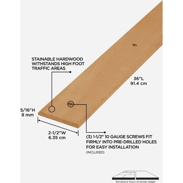M-D 2-1-2"x3' Hdw Unf Sm Bnd 85639 285188