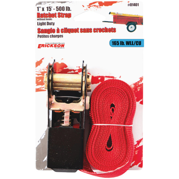 Erickson 1In. x 15 Ft. 500 Lb. Capacity Lashing Ratchet Strap
