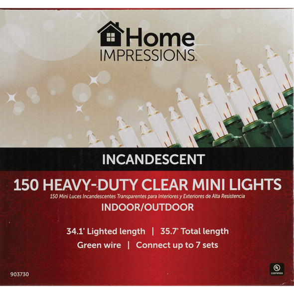 Home Impressions Clear 150-Bulb Heavy-Duty Mini Incandescent Light Set