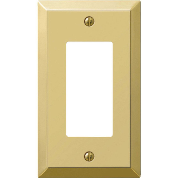 Amerelle 1-Gang Stamped Steel Rocker Decorator Wall Plate, Polished Brass 163RBR