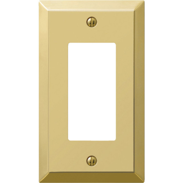 Amerelle 1-Gang Stamped Steel Rocker Decorator Wall Plate, Polished Brass 163RBR