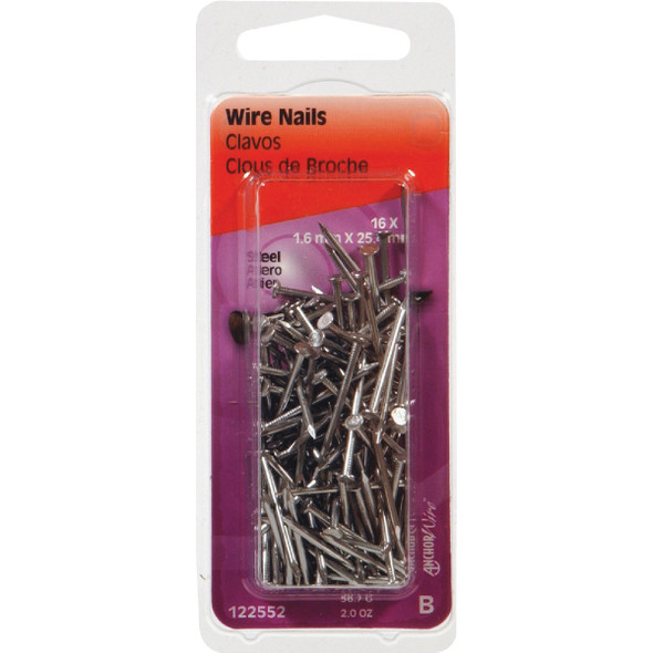 Hillman Anchor Wire 1 In. 16 ga Bright Wire Nails (2 Oz.) Hillman Anchor Wire 1 In. 16 ga Bright Wire Nails (2 Oz.)