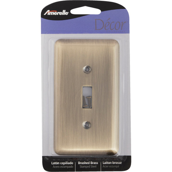 Amerelle 1-Gang Stamped Steel Toggle Switch Wall Plate, Brushed Brass Amerelle 1-Gang Stamped Steel Toggle Switch Wall Plate, Brushed Brass
