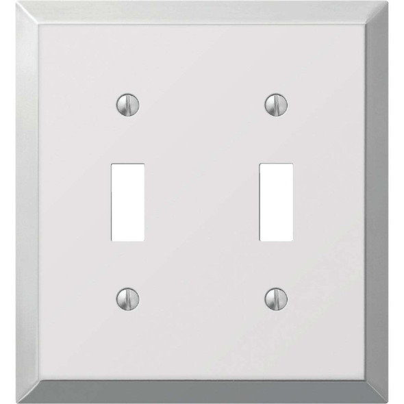 Amerelle 2-Gang Stamped Steel Toggle Switch Wall Plate, Polished Chrome 161TT