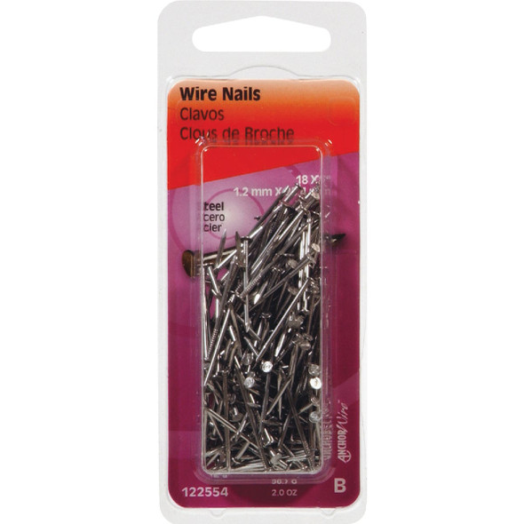 Hillman Anchor Wire 1 In. 18 ga Bright Wire Nails (2 Oz.) Hillman Anchor Wire 1 In. 18 ga Bright Wire Nails (2 Oz.)