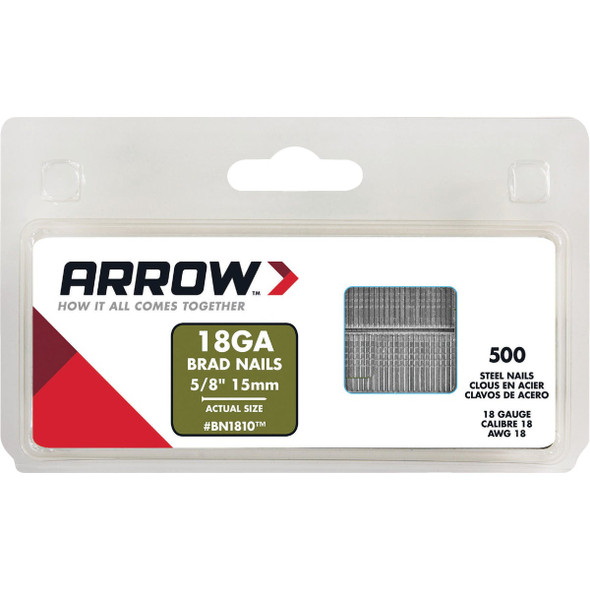 Arrow 18-Gauge Steel Brad Nail, 5/8 In. (1000-Pack) BN1810CS Arrow 18-Gauge Steel Brad Nail, 5/8 In. (1000-Pack) BN1810CS