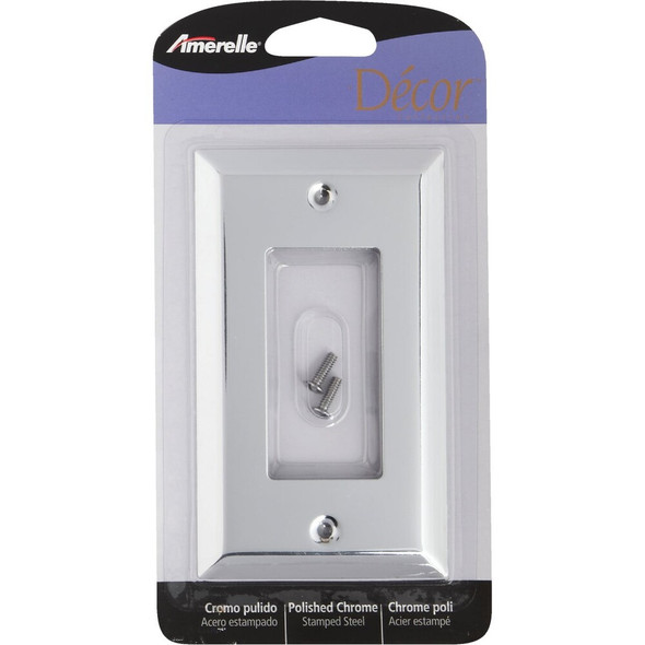 Amerelle 1-Gang Stamped Steel Rocker Decorator Wall Plate, Polished Chrome 161R 556777