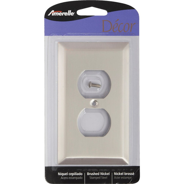 Amerelle 1-Gang Stamped Steel Outlet Wall Plate, Brushed Nickel 163DBN 556807