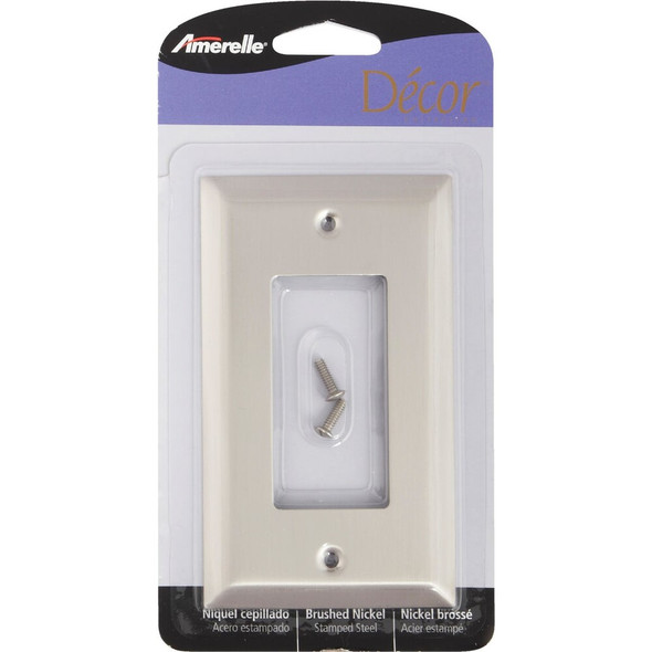 Amerelle 1-Gang Stamped Steel Rocker Decorator Wall Plate, Brushed Nickel 163RBN 556815
