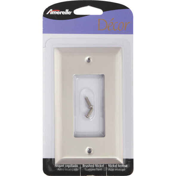 Amerelle 1-Gang Stamped Steel Rocker Decorator Wall Plate, Brushed Nickel Amerelle 1-Gang Stamped Steel Rocker Decorator Wall Plate, Brushed Nickel